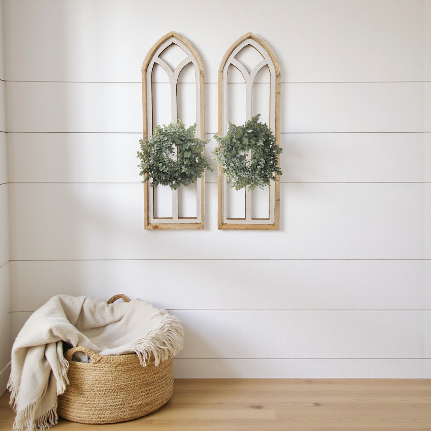 Ivory Point Farmhouse Wooden Wall Window Arches Set of 2 -3 Sizes - Rustic Cathedral Wood Windows - Ranch Junkie Mercantile LLC 