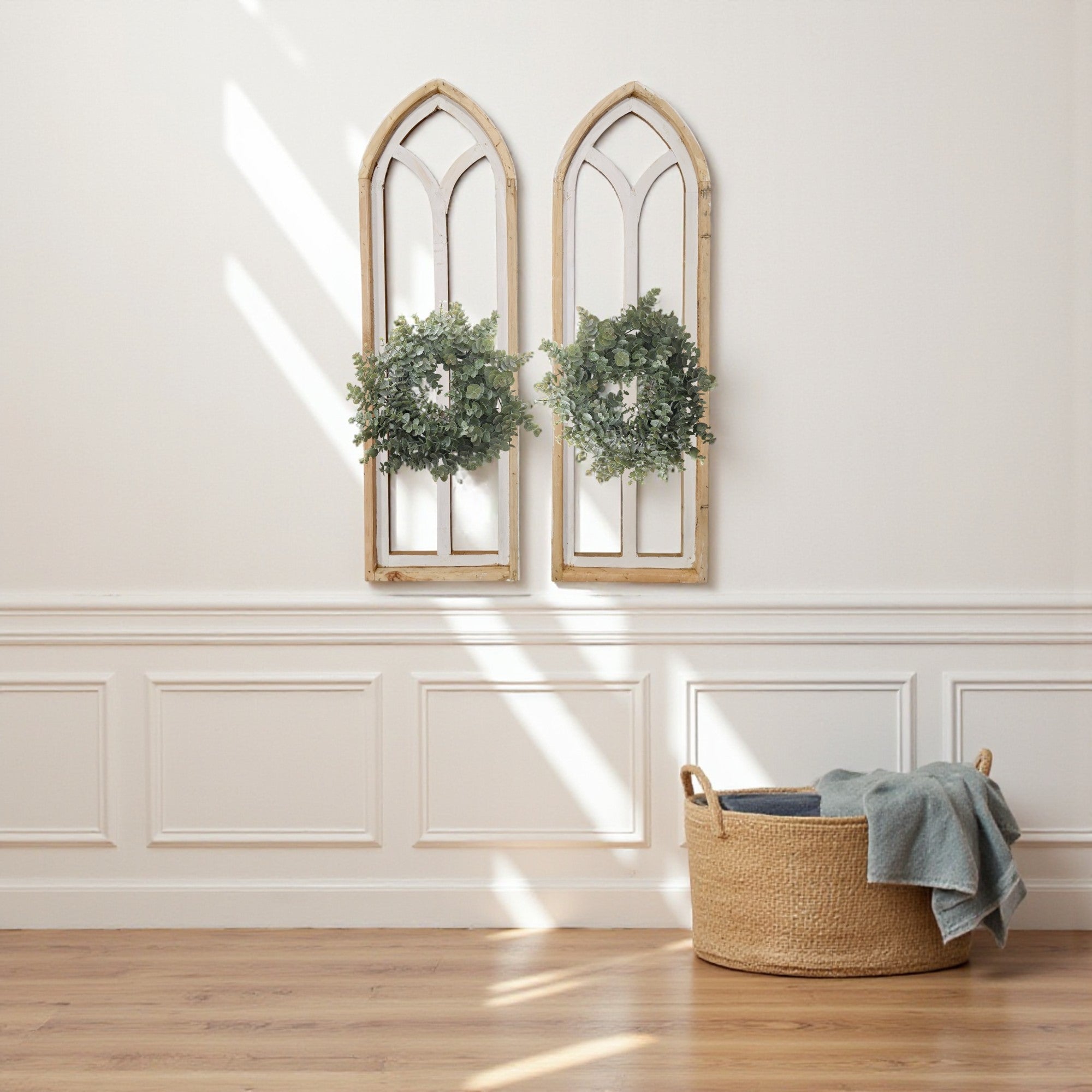Ivory Point Farmhouse Wooden Wall Window Arches Set of 2 -3 Sizes - Rustic Cathedral Wood Windows - Ranch Junkie Mercantile LLC 