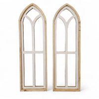 Ivory Point Farmhouse Wooden Wall Window Arches Set of 2 -3 Sizes - Rustic Cathedral Wood Windows - Ranch Junkie Mercantile LLC 