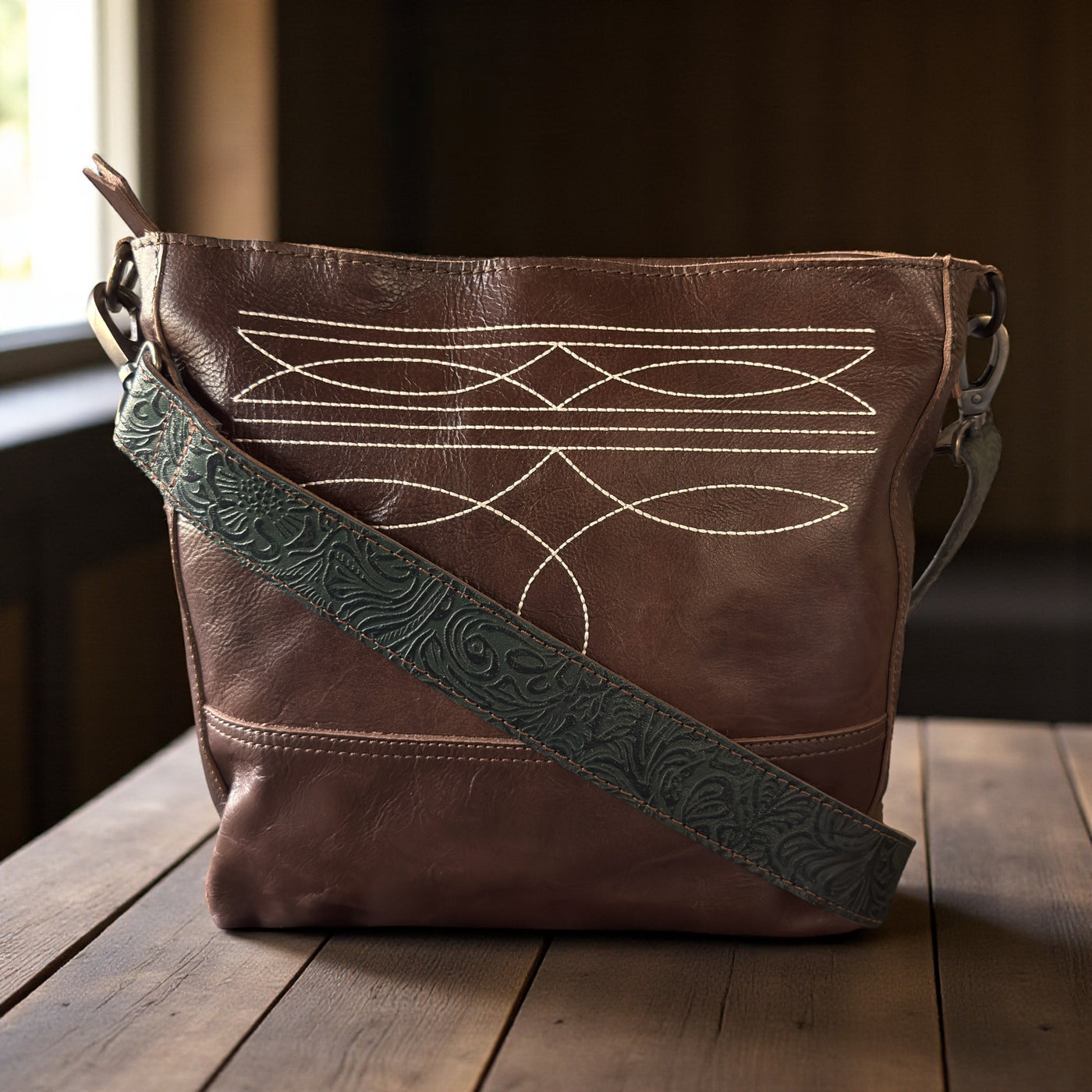 Lily Adjustable Embossed Leather Western Bag Strap (34" to 60")