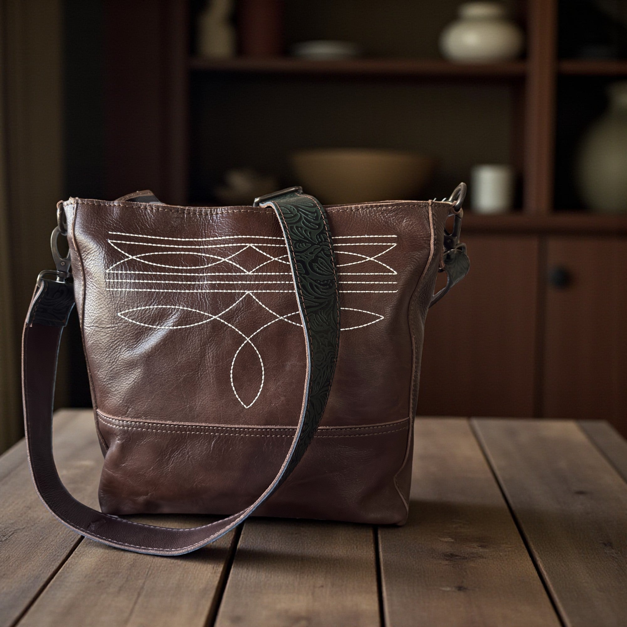 cobbler legend leather backpack Lily Adjustable Embossed Leather Western Bag Strap (34" to 60")