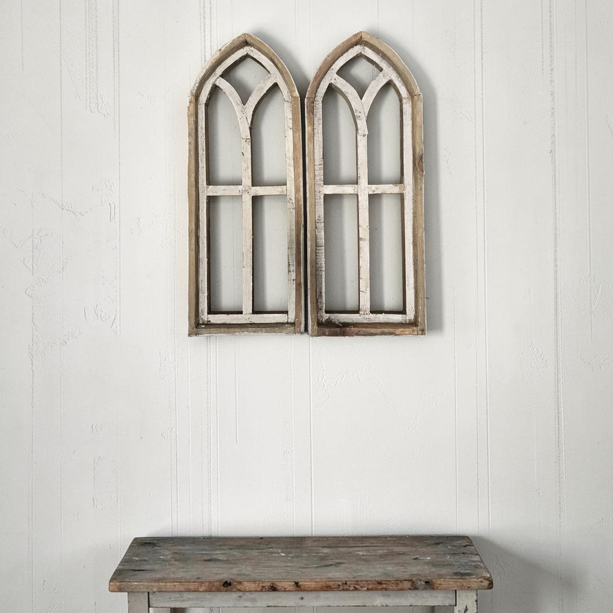 Sample Sale Medium Ivory Point Cathedral Wood Window Arches | Farmhouse Wall Décor Sets 1-10 - Ranch Junkie LLC