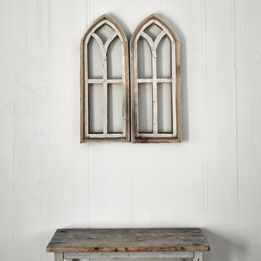 Sample Sale Medium Ivory Point Cathedral Wood Window Arches | Farmhouse Wall Décor Sets 1-10 - Ranch Junkie LLC