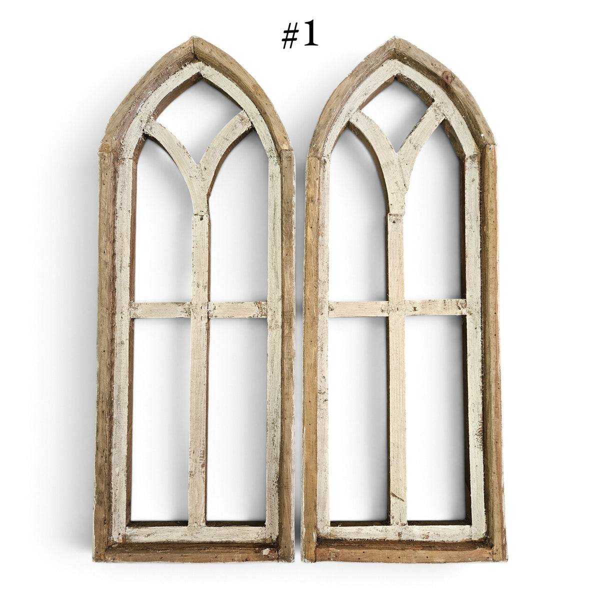 Sample Sale Medium Ivory Point Cathedral Wood Window Arches | Farmhouse Wall Décor Sets 1-10 - Ranch Junkie LLC