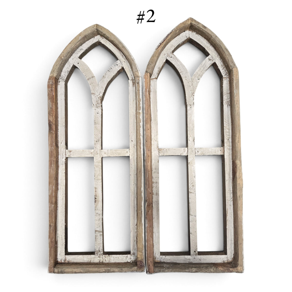 Sample Sale Medium Ivory Point Cathedral Wood Window Arches | Farmhouse Wall Décor Sets 1-10 - Ranch Junkie LLC