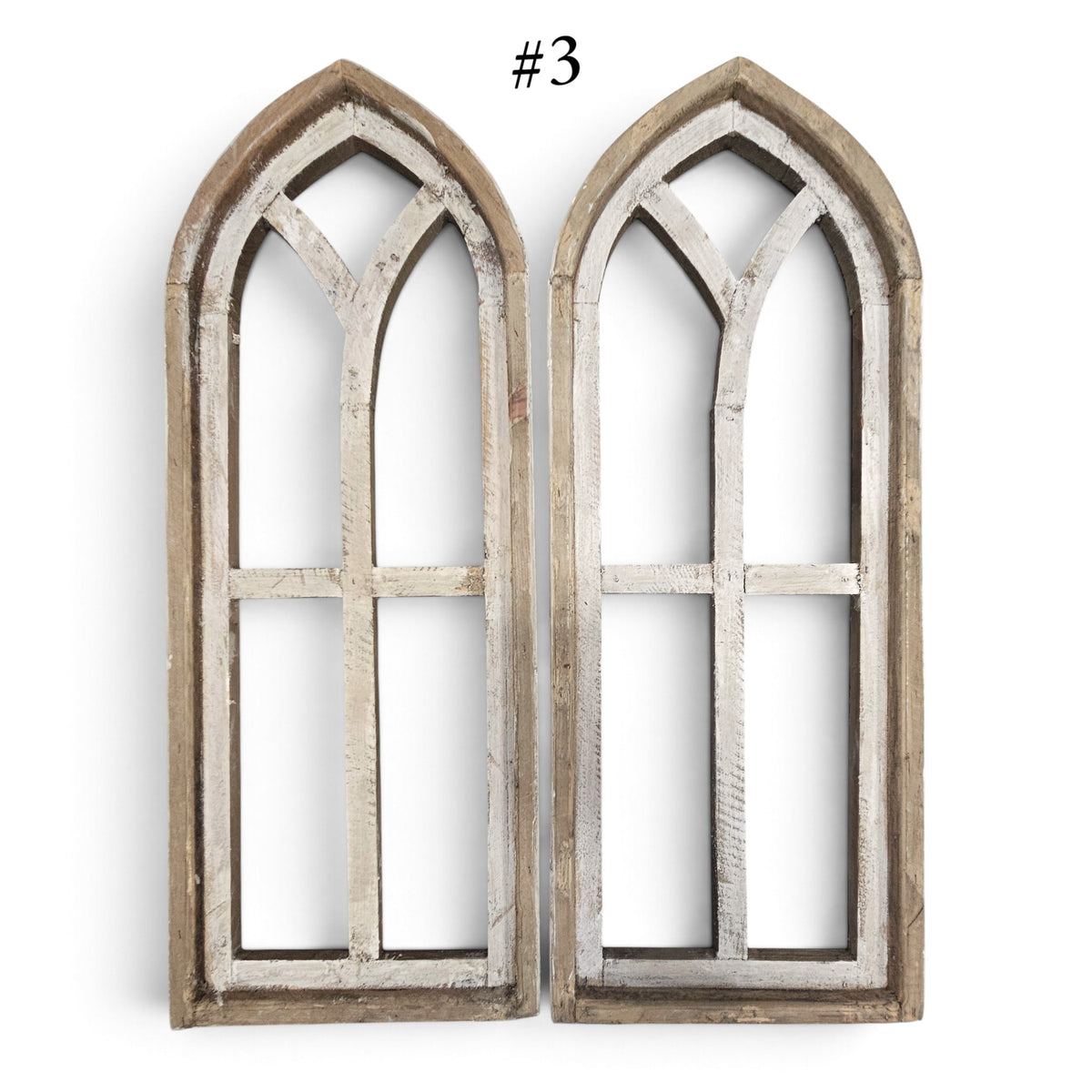 Sample Sale Medium Ivory Point Cathedral Wood Window Arches | Farmhouse Wall Décor Sets 1-10 - Ranch Junkie LLC