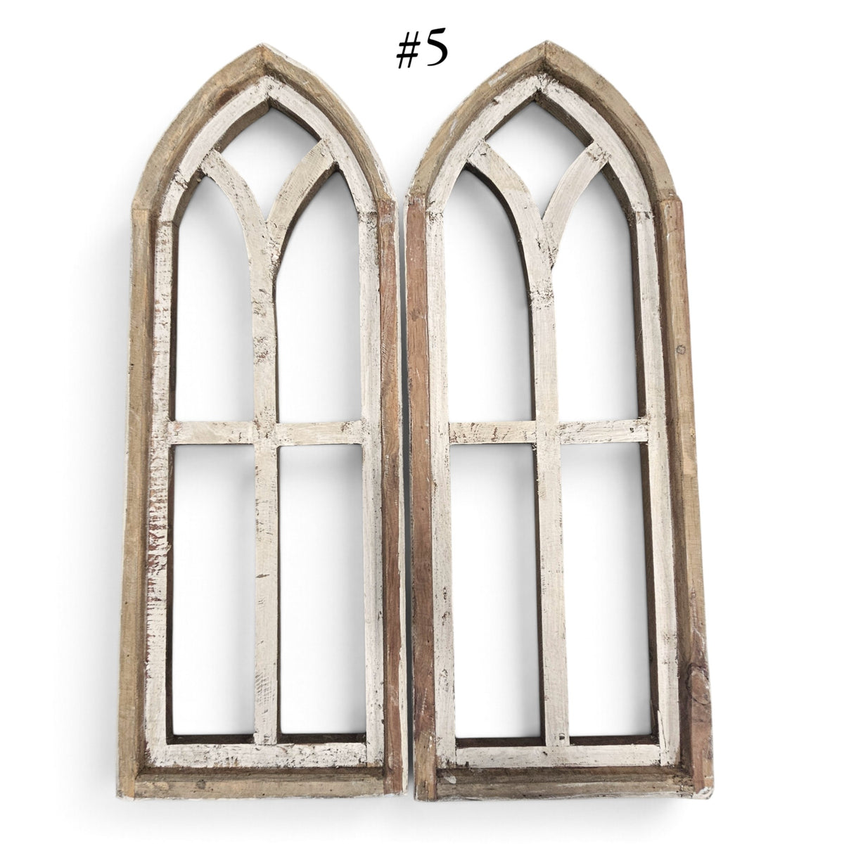 Sample Sale Medium Ivory Point Cathedral Wood Window Arches | Farmhouse Wall Décor Sets 1-10 - Ranch Junkie LLC