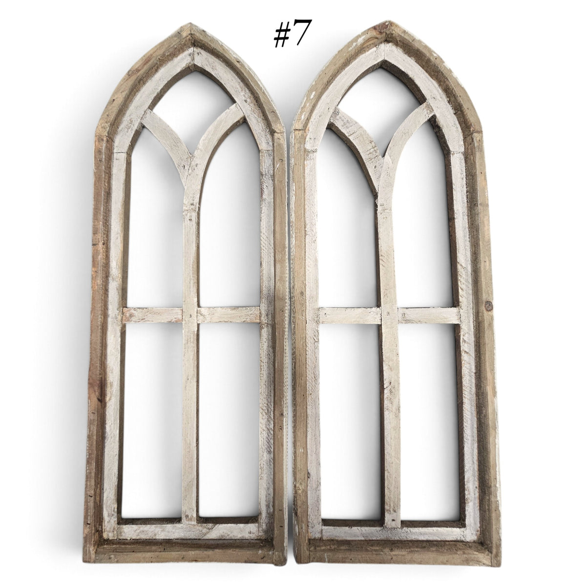 Sample Sale Medium Ivory Point Cathedral Wood Window Arches | Farmhouse Wall Décor Sets 1-10 - Ranch Junkie LLC