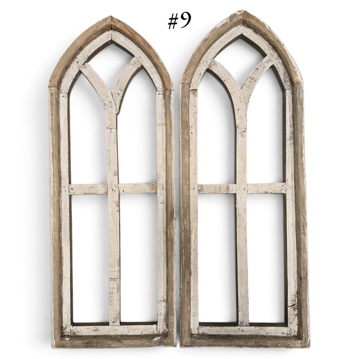 Sample Sale Medium Ivory Point Cathedral Wood Window Arches | Farmhouse Wall Décor Sets 1-10 - Ranch Junkie LLC