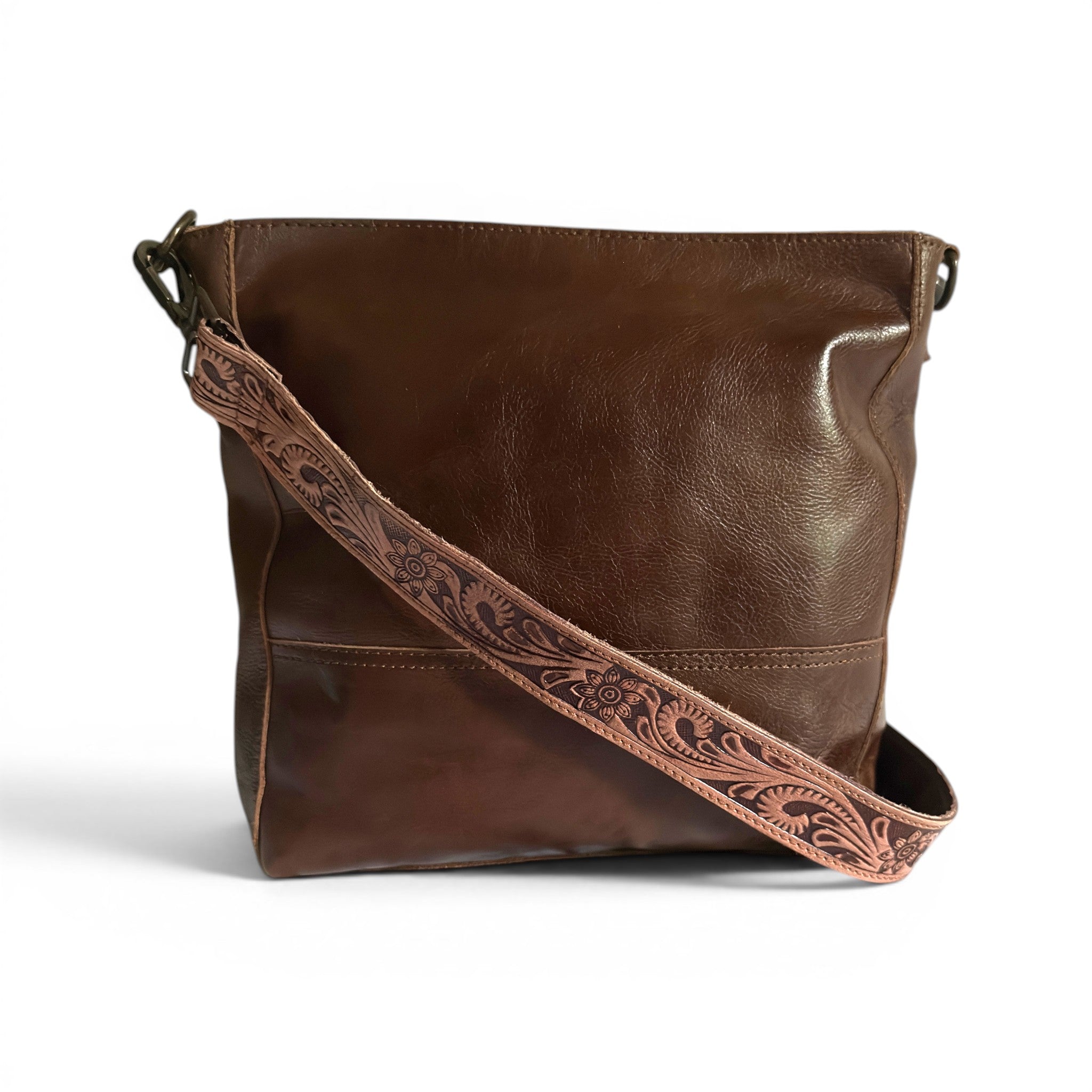 Millie Brown Adjustable Tooled Leather Western Bag Strap (34" to 60") - Ranch Junkie LLC 