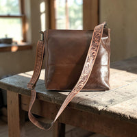 Rancho Genuine Leather Bucket Purse w/ Tooled Leather Strap - Ranch Junkie LLC 