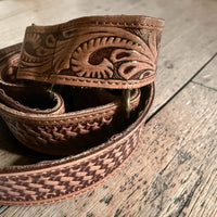 Millie Brown Adjustable Tooled Leather Western Bag Strap (34" to 60") - Ranch Junkie LLC 