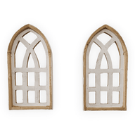 Set of 2 Mini White Waters Cathedral Wood Window - The Mini Whitewaters Cathedral Window wall windowsRanch Junkie