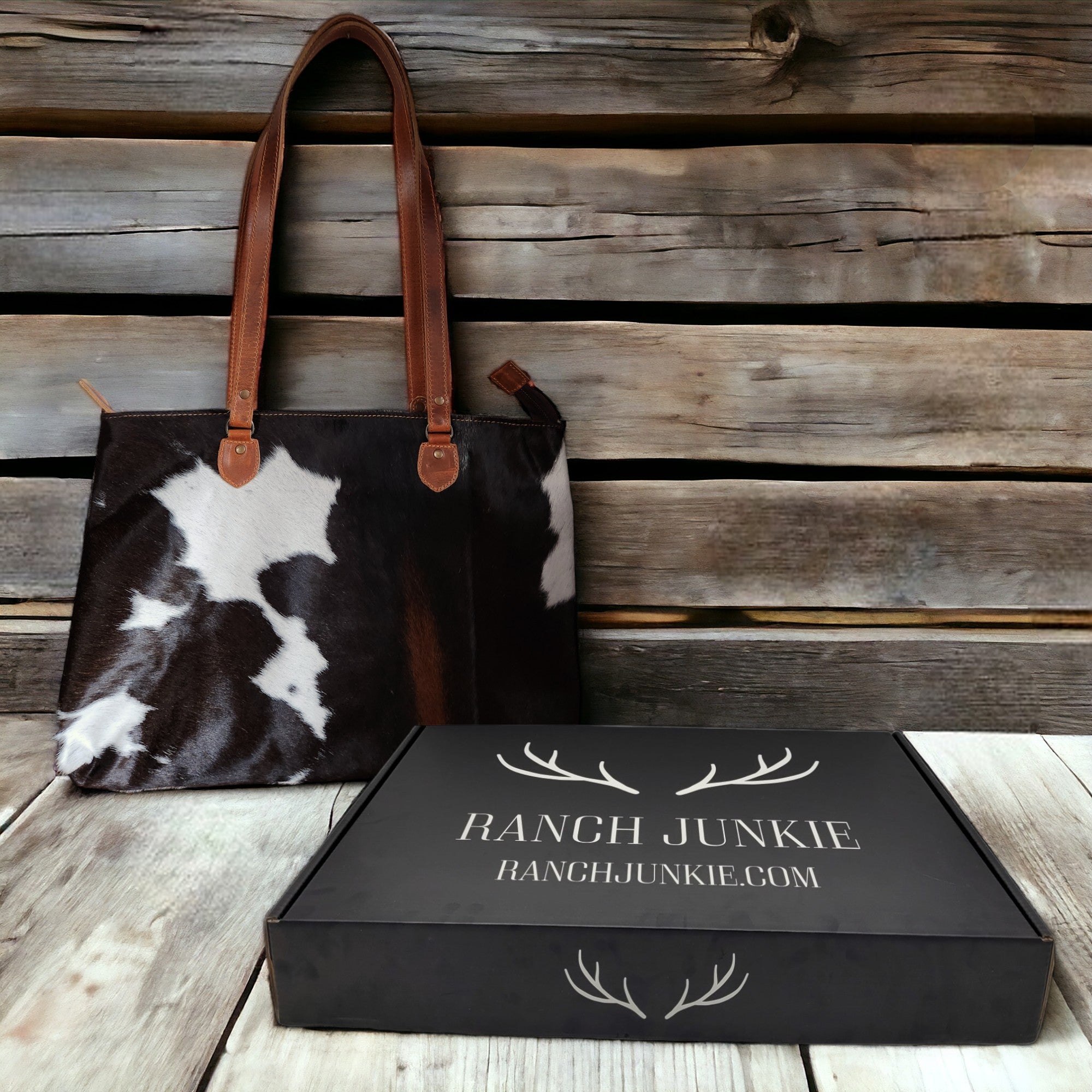 Genuine Cowhide Large Tote Highlands Black Cowhide Tote - Ranch Junkie Mercantile LLC 