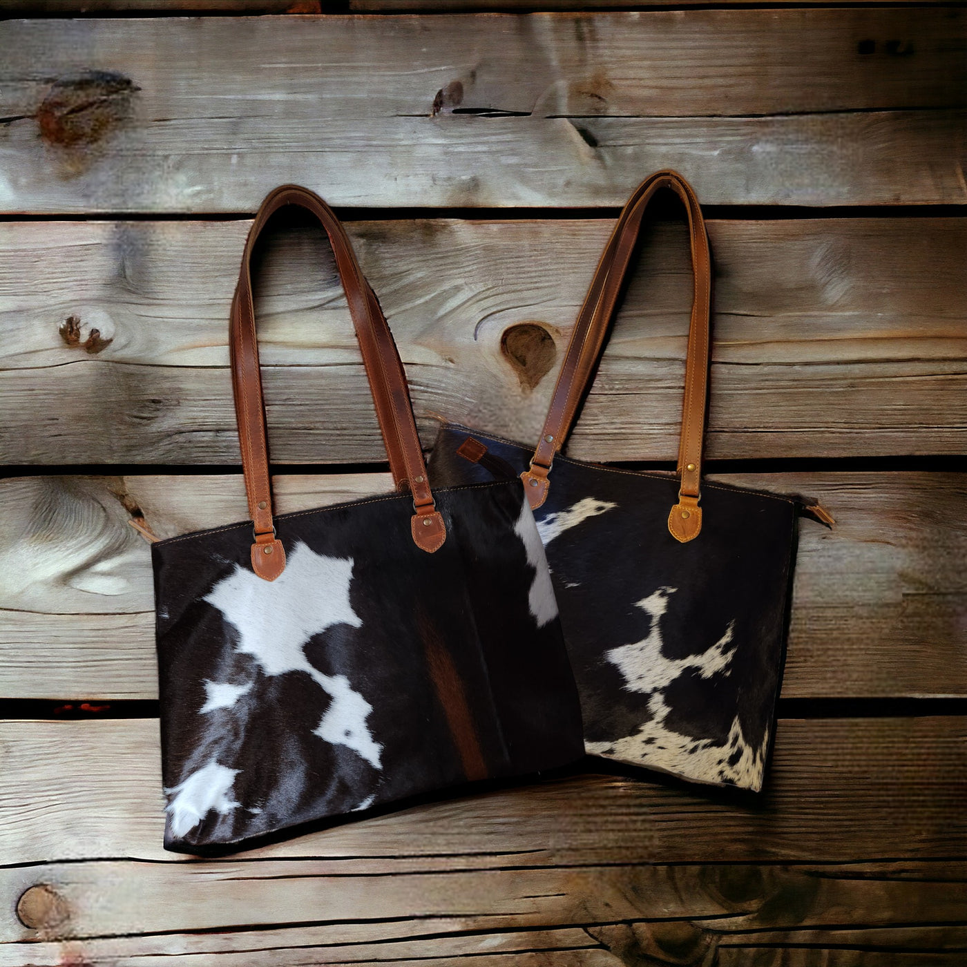 Genuine Cowhide Large Tote Highlands Black Cowhide Tote - Ranch Junkie Mercantile LLC 