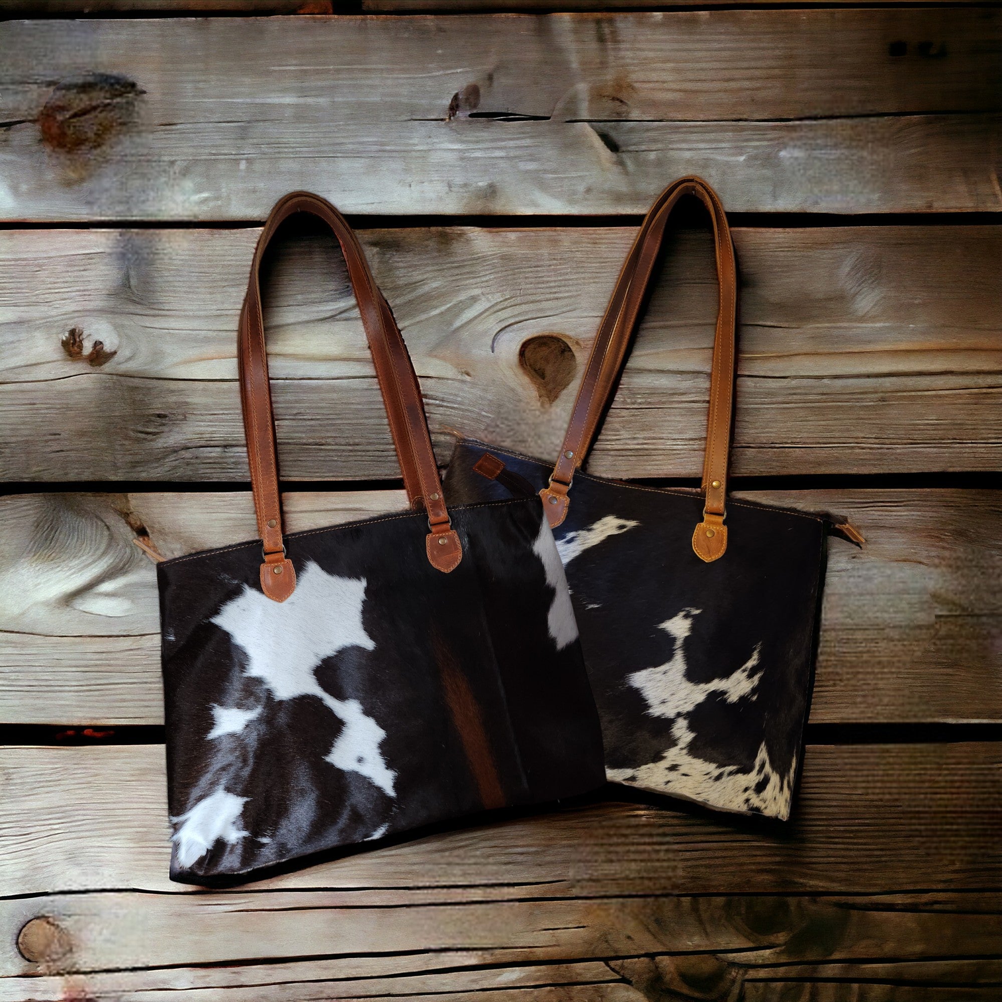 Genuine Cowhide Large Tote Highlands Black Cowhide Tote - Ranch Junkie Mercantile LLC 