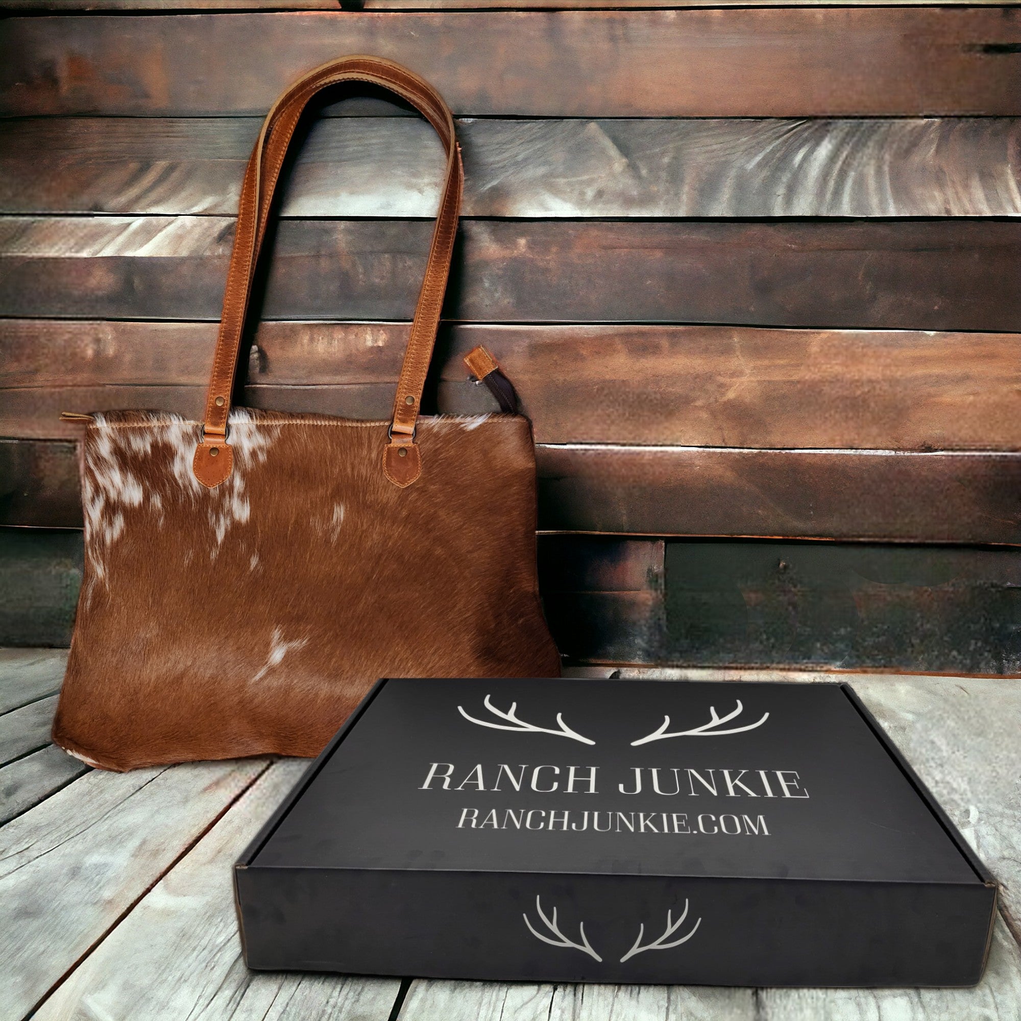 Black Wrangler Genuine Cowhide Large Tote/Crossbody
