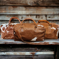 Genuine Cowhide Duffel Bag The Highlands Saddle Large Cowhide Duffel - Ranch Junkie Mercantile LLC 