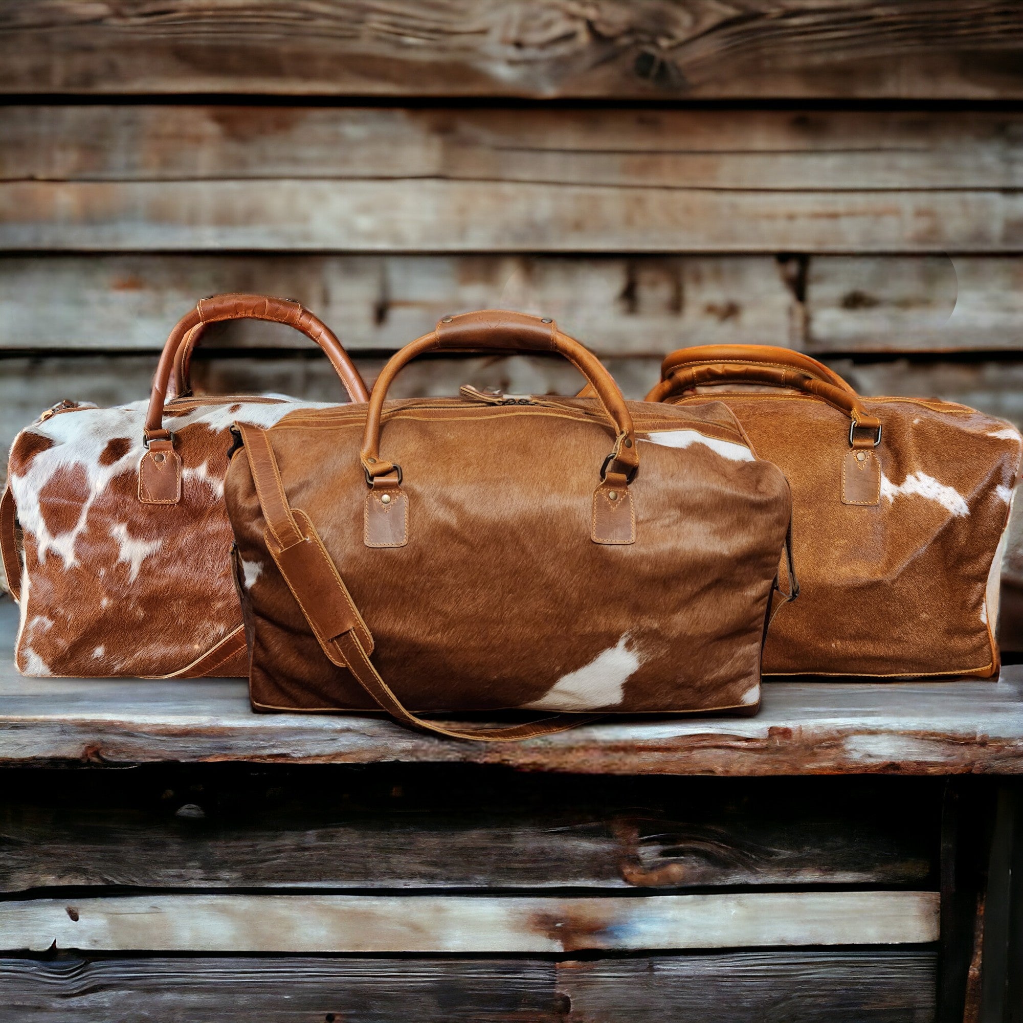 Genuine Cowhide Duffel Bag The Highlands Saddle Large Cowhide Duffel - Ranch Junkie Mercantile LLC 