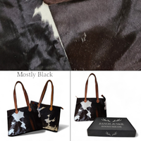 Bundle Deal Highlands Cowhide Large Tote Black + Envelope Cowhide Wallet - Ranch Junkie Mercantile LLC 