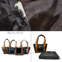 Genuine Cowhide Tote Handbag Black Cowhide Highlands Purse - Ranch Junkie Mercantile LLC 