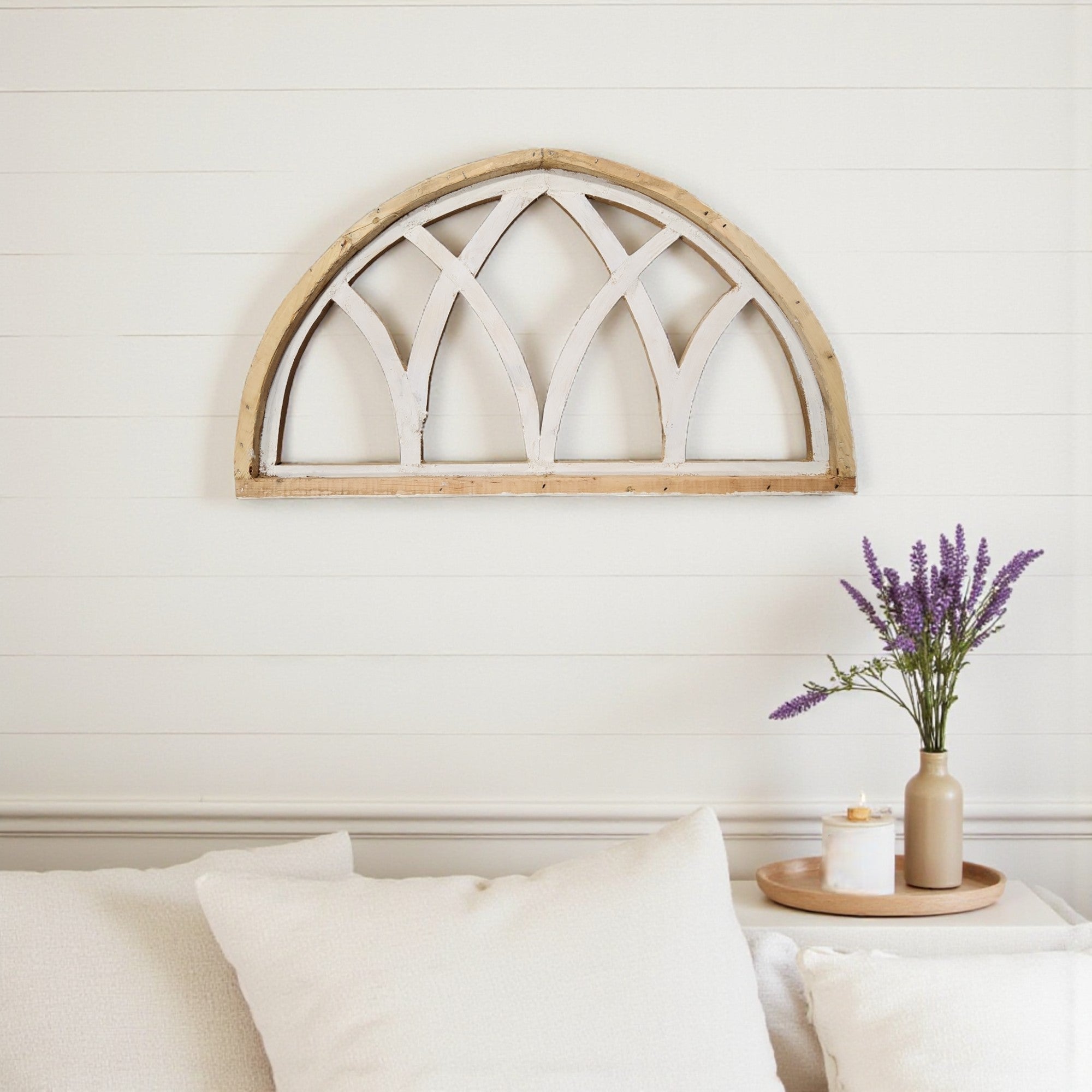 Farmhouse Half Moon Wooden Wall Window Arch -2 Sizes- Wood Cathedral Window Mountain Ridge - Ranch Junkie Mercantile LLC 