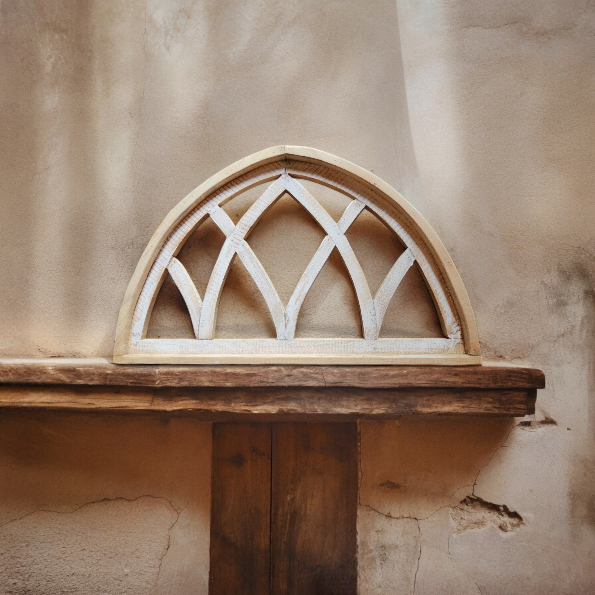 Farmhouse Half Moon Wooden Wall Window Arch -2 Sizes- Wood Cathedral Window Mountain Ridge - Ranch Junkie Mercantile LLC 