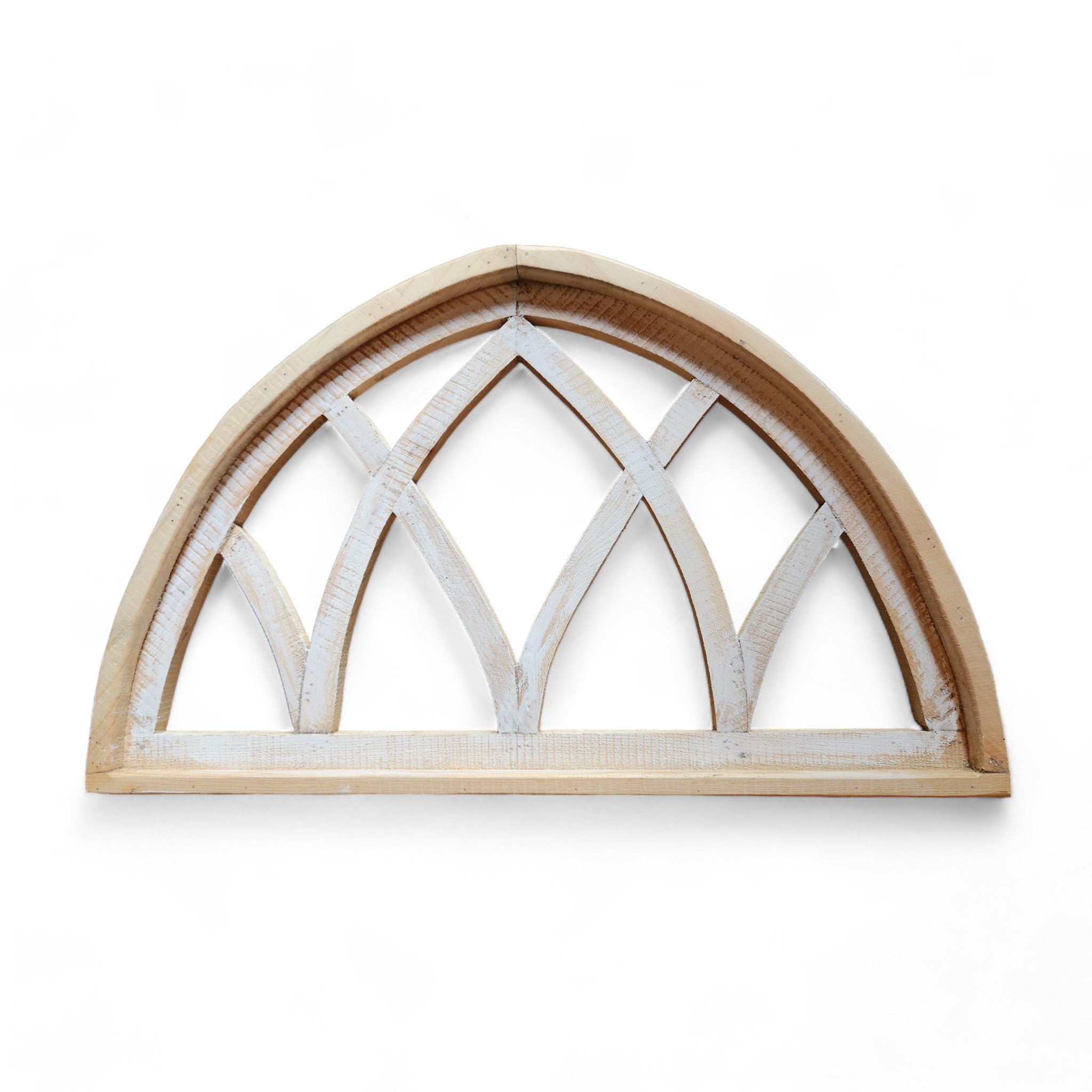 Farmhouse Half Moon Wooden Wall Window Arch -2 Sizes- Wood Cathedral Window Mountain Ridge - Ranch Junkie Mercantile LLC 