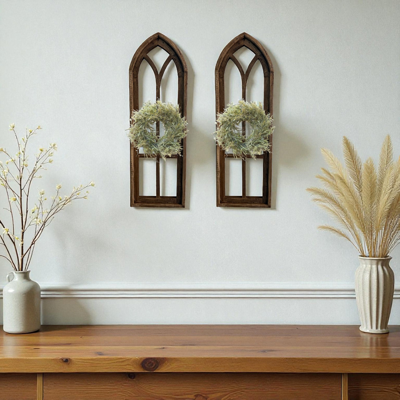 37" X 12" Farmhouse Rustic Wooden Wall Window Arches Rustic Brown Dandelion - Ranch Junkie Mercantile LLC 