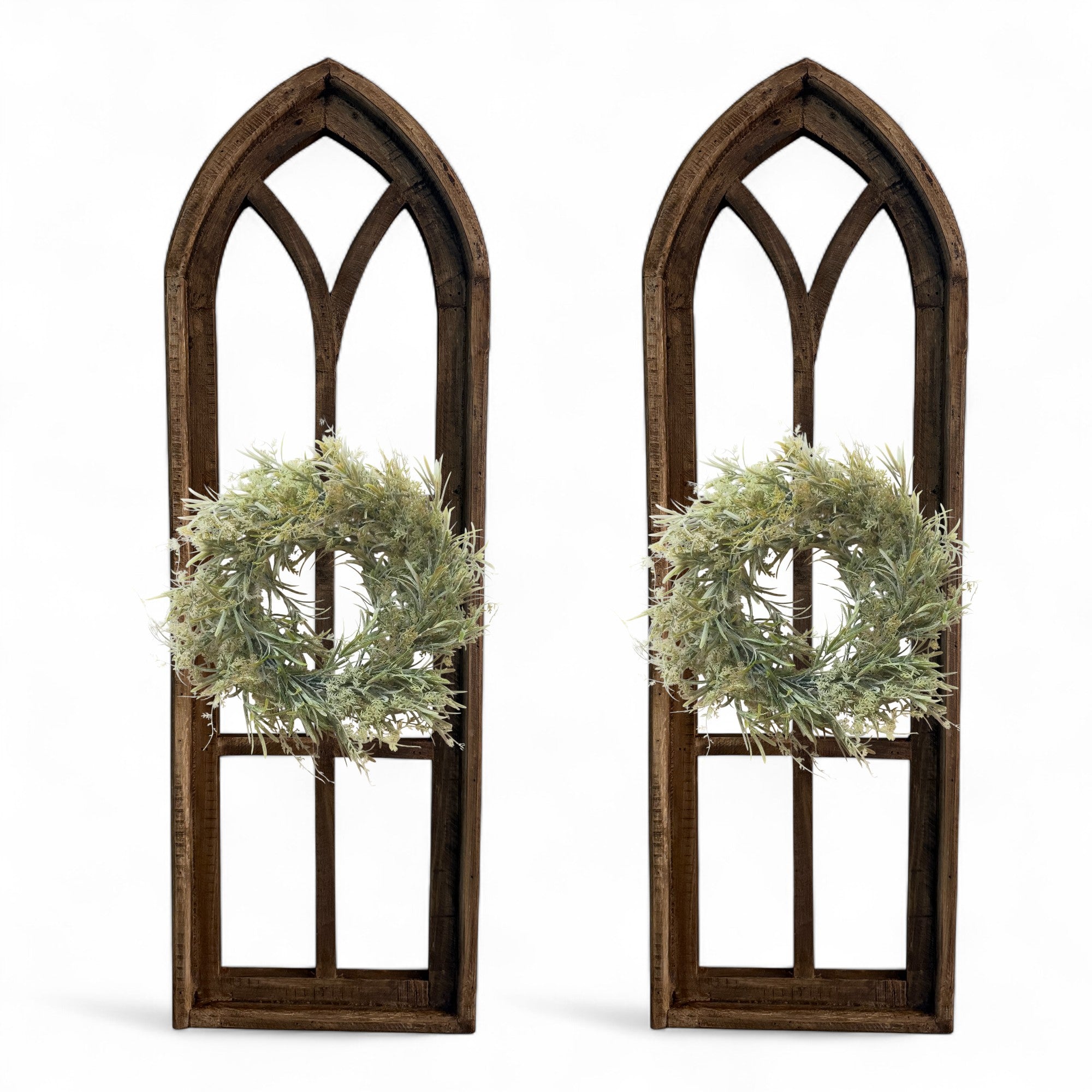 37" X 12" Farmhouse Rustic Wooden Wall Window Arches Rustic Brown Dandelion - Ranch Junkie Mercantile LLC 