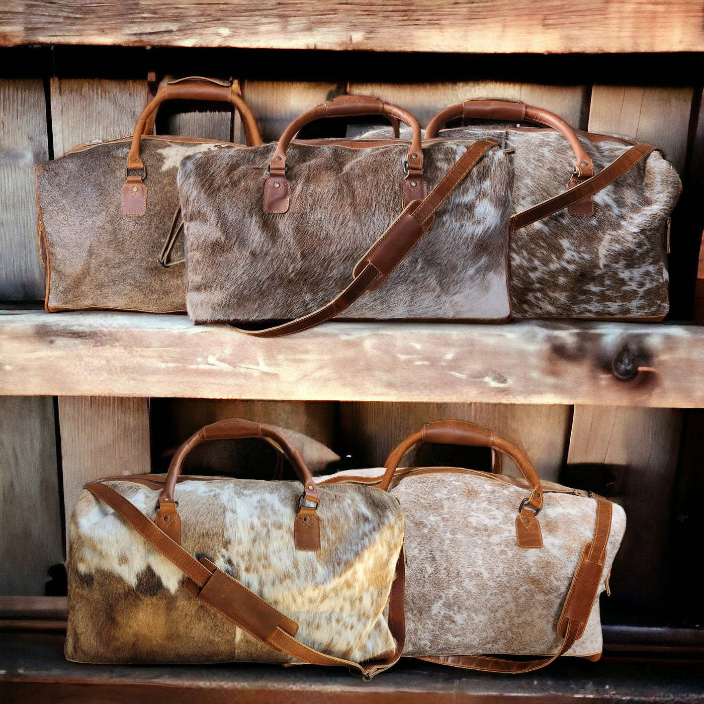 Genuine Cowhide Duffel Bag The Highlands Saddle Large Cowhide Duffel - Ranch Junkie Mercantile LLC 