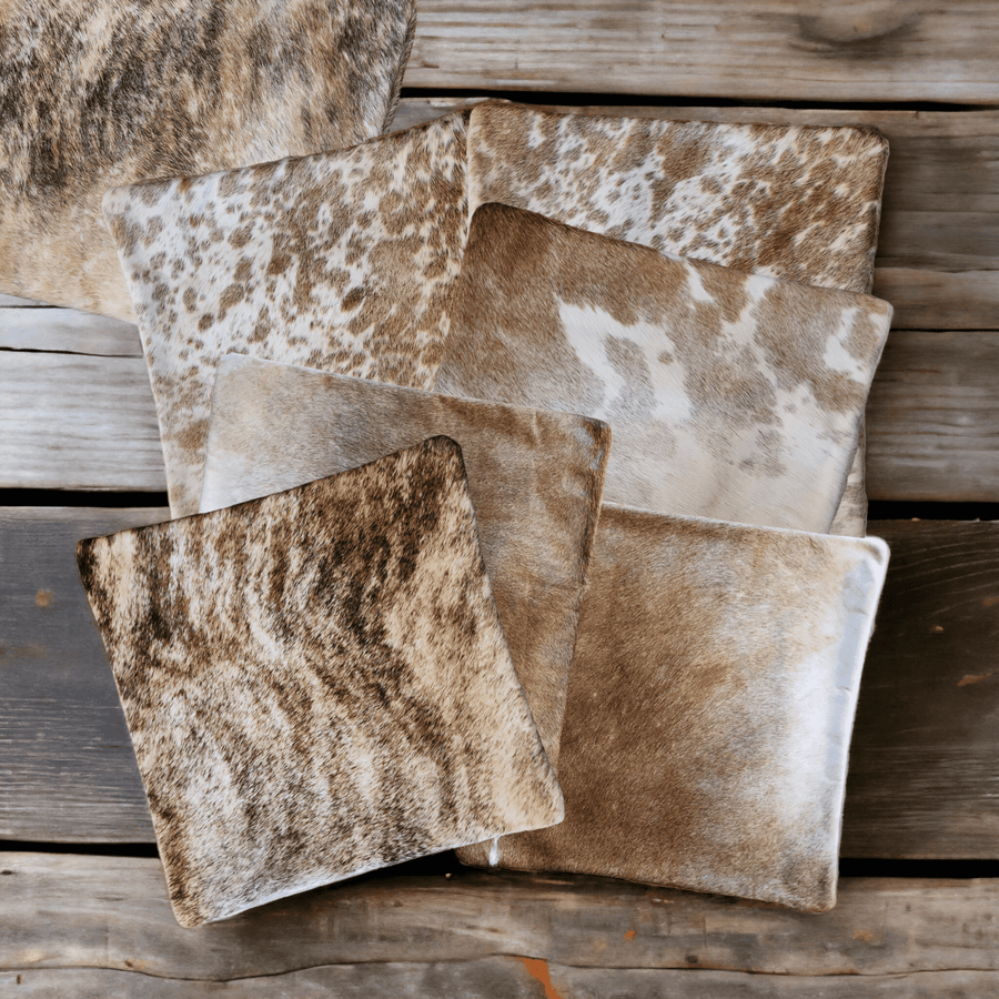 Highlands 18x18 Palomino Eclectic Mix Genuine Cowhide Pillow Covers Double Sided - Ranch Junkie Mercantile LLC