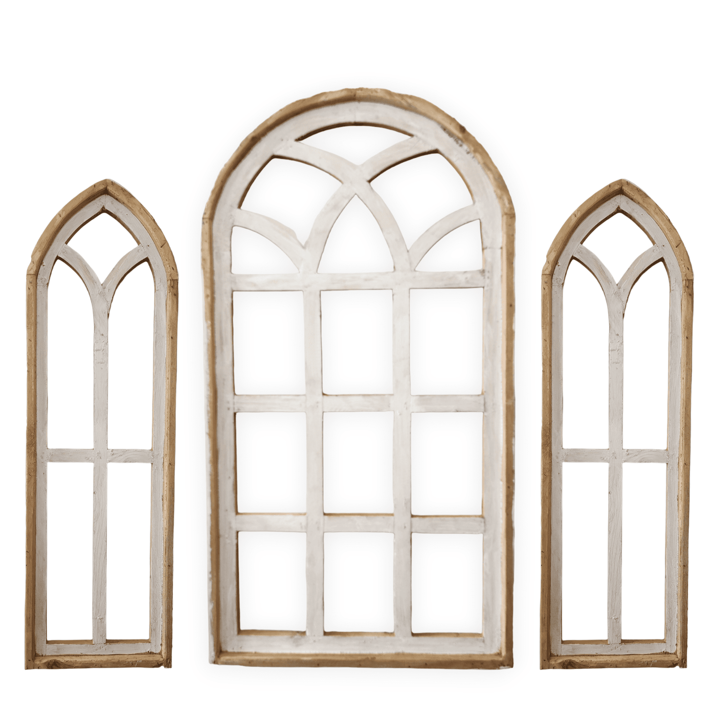 Set of 3 Farmhouse Wooden Paradise Window Collection- The Paradise Collection- Window Arches Farmhouse Wood Cathedrals wall windowsRanch Junkie