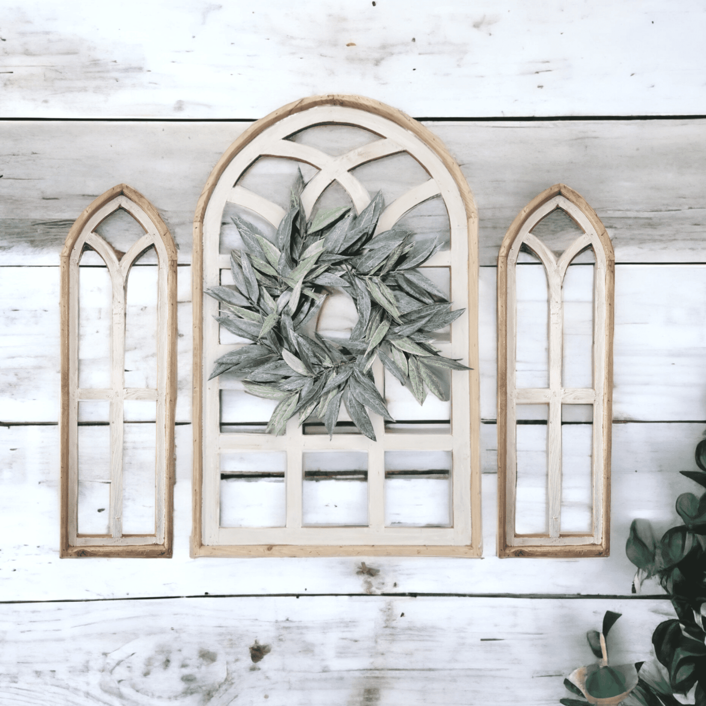 Set of 3 Farmhouse Wooden Paradise Window Collection- The Paradise Collection- Window Arches Farmhouse Wood Cathedrals wall windowsRanch Junkie