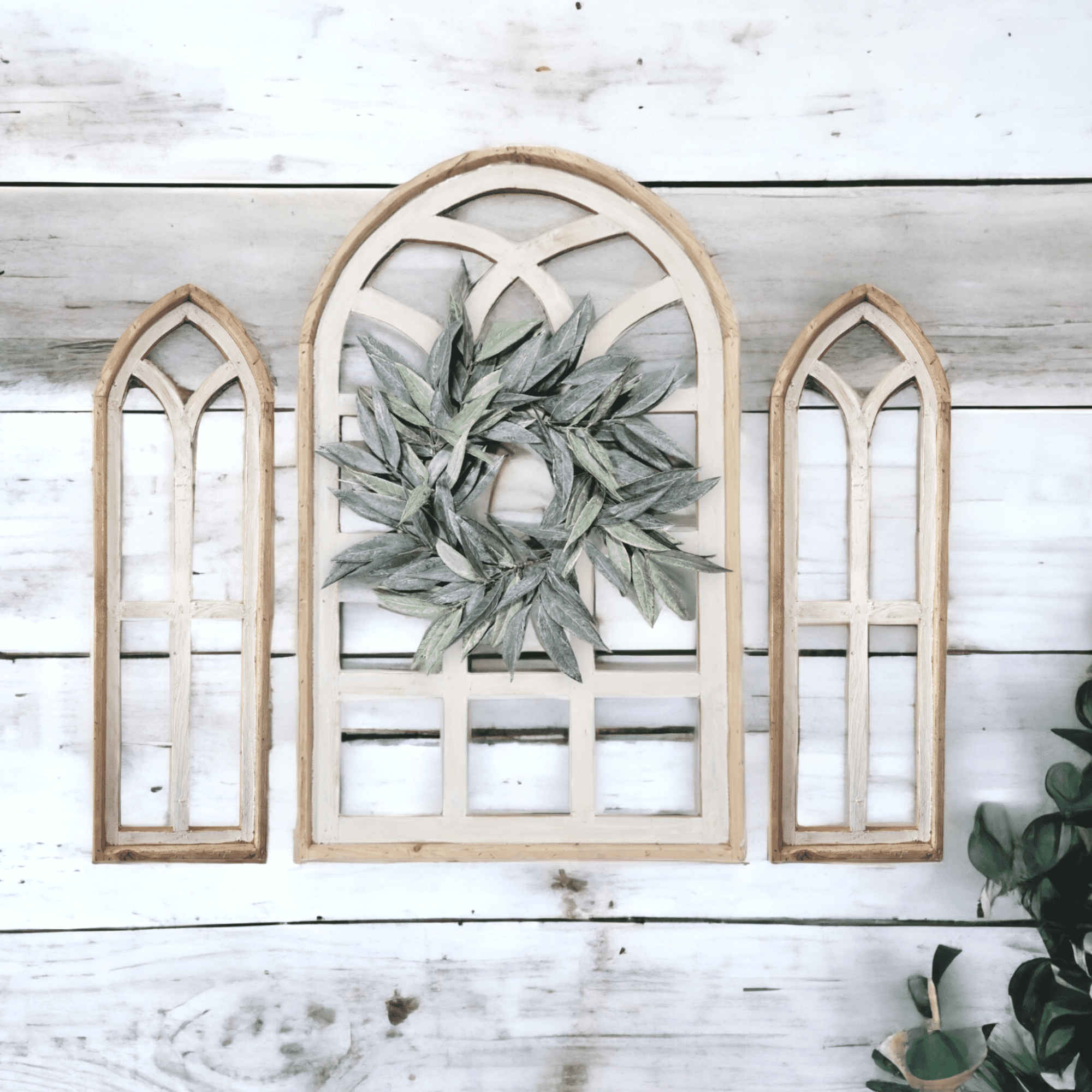 Set of 3 Farmhouse Wooden Paradise Window Collection- The Paradise Collection- Window Arches Farmhouse Wood Cathedrals wall windowsRanch Junkie