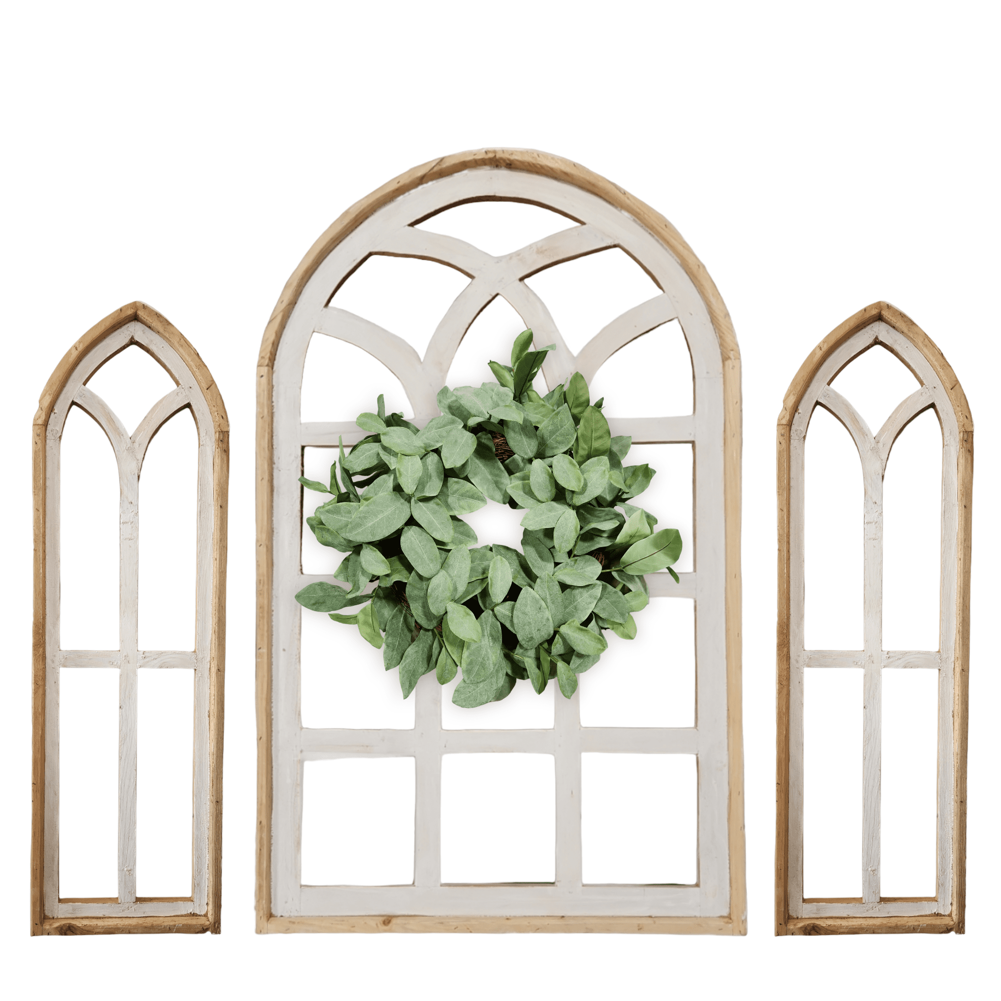 Set of 3 Farmhouse Wooden Paradise Window Collection- The Paradise Collection- Window Arches Farmhouse Wood Cathedrals wall windowsRanch Junkie