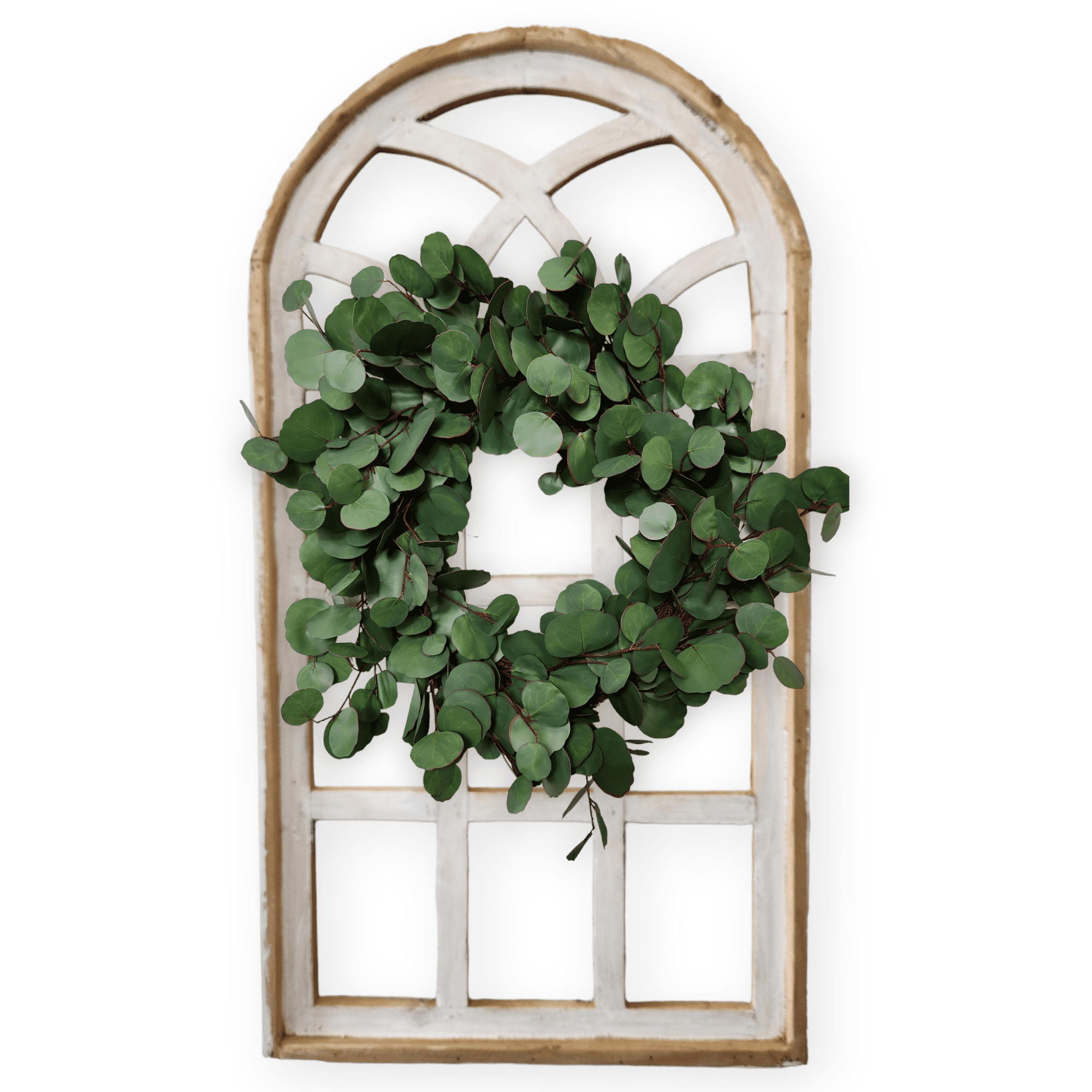 Farmhouse Wooden Wall Window Arch - The Paradise Fields Large Wood Window Frame 2 Sizes 44" and 48" - Paradise Fields + Wreaths - Ranch Junkie Mercantile LLC
