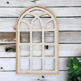 Farmhouse Wooden Wall Window Arch - The Paradise Fields Large Wood Window Frame 2 Sizes 44" and 48" - Paradise Fields + Wreaths - Ranch Junkie Mercantile LLC