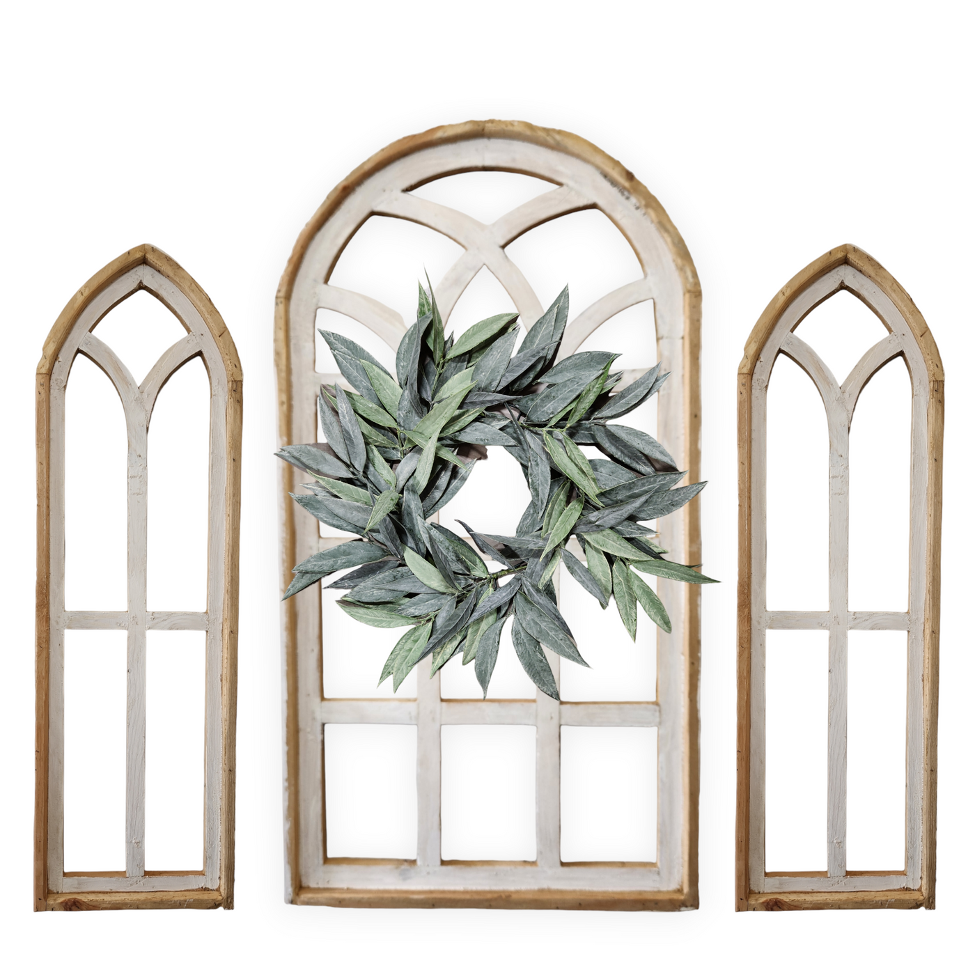 Set of 3 Farmhouse Wooden Paradise Window Collection Window Arches Farmhouse Wood Cathedrals - Ranch Junkie Mercantile LLC 