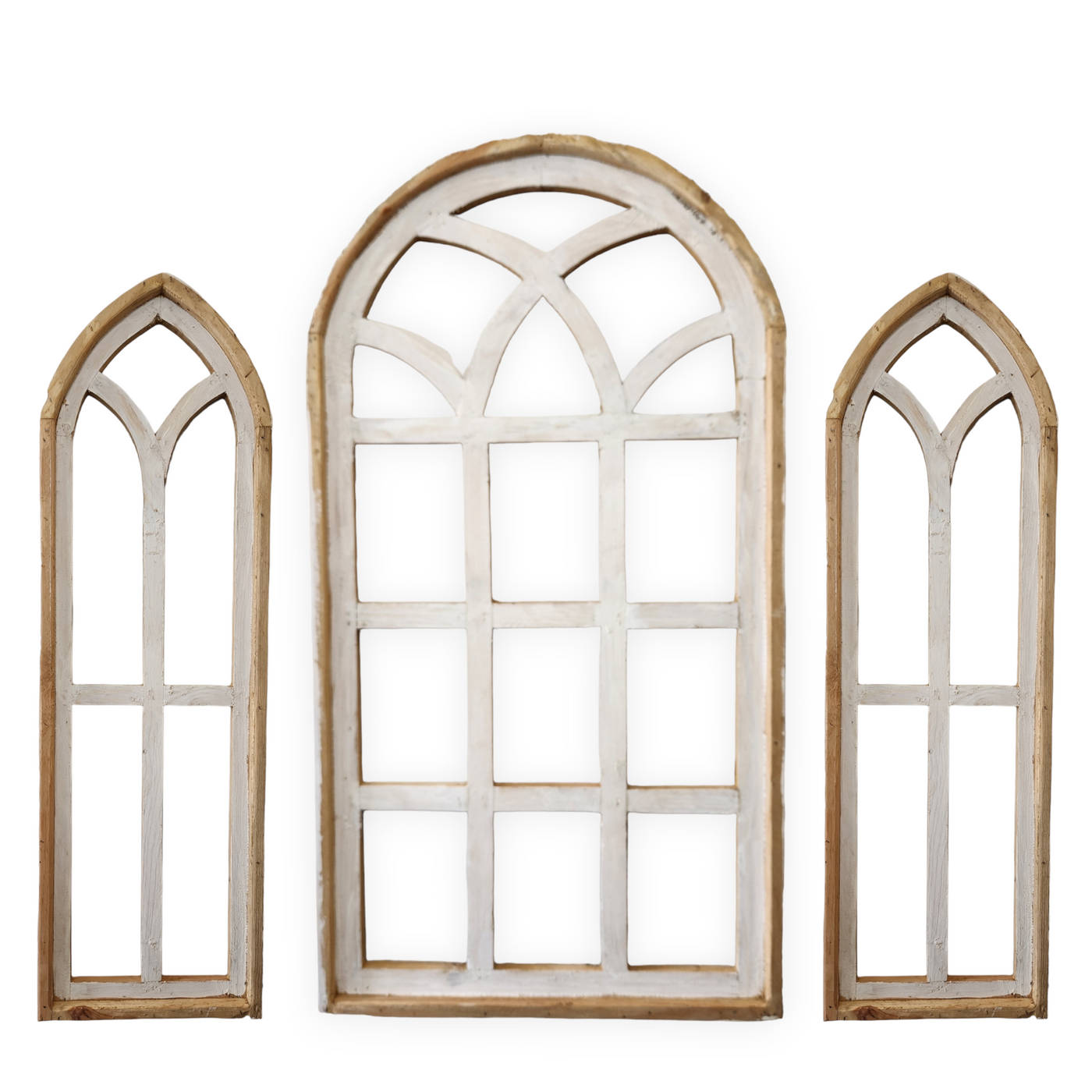 Set of 3 Farmhouse Wooden Paradise Window Collection Window Arches Farmhouse Wood Cathedrals - Ranch Junkie Mercantile LLC 