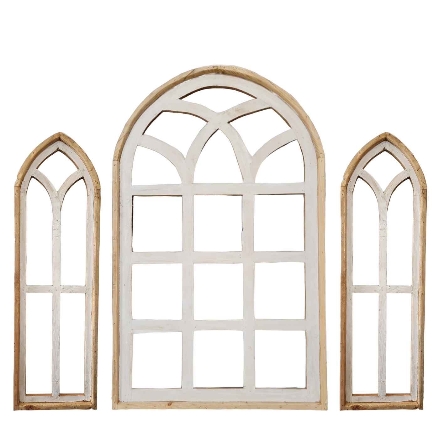 Set of 3 Farmhouse Wooden Paradise Window Collection Window Arches Farmhouse Wood Cathedrals - Ranch Junkie Mercantile LLC 