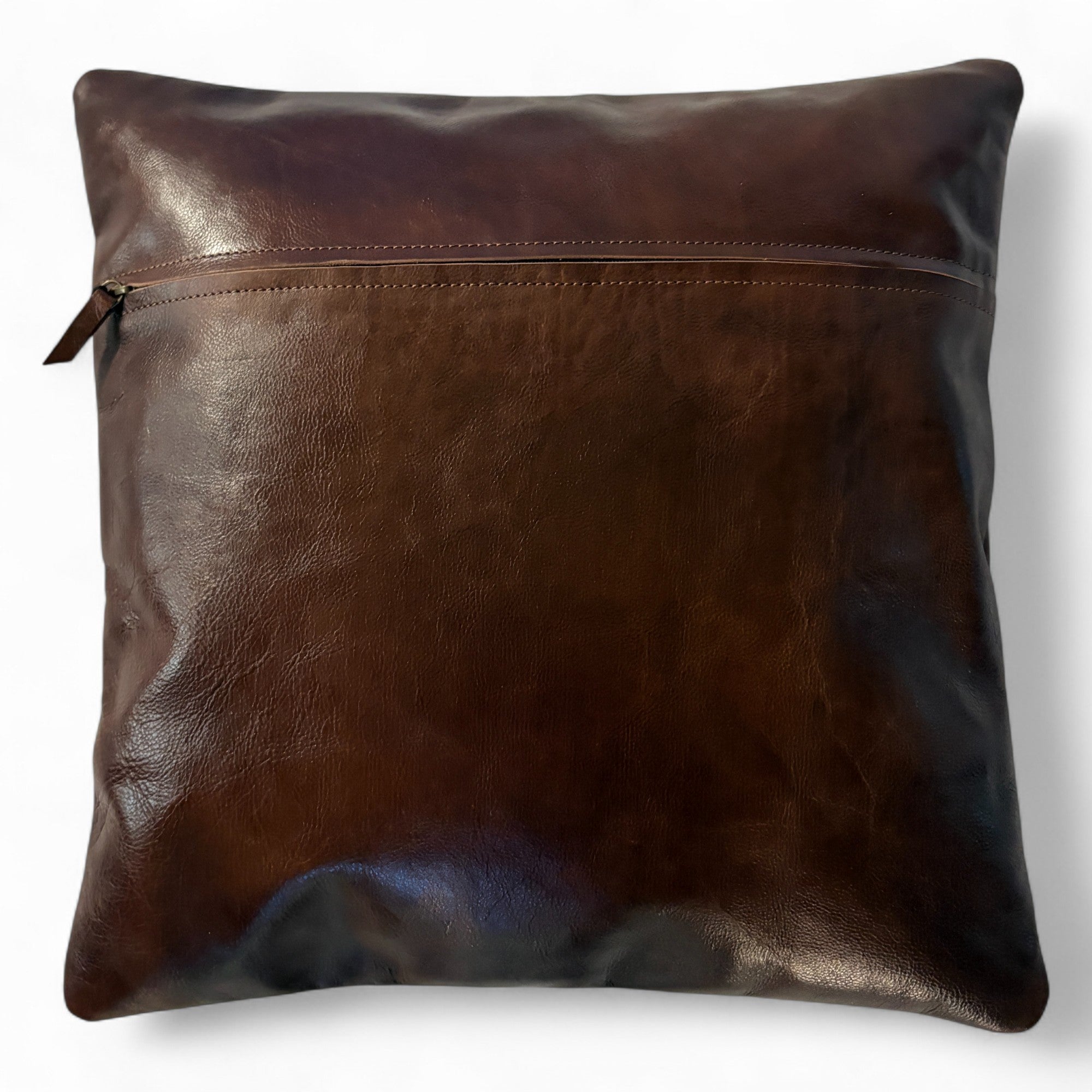 18x18 Genuine Leather Pillow Cover Rancho Boot Stitch Pillow Cover - Ranch Junkie Mercantile LLC 