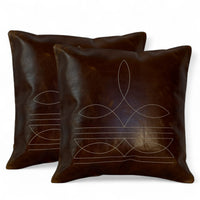 18x18 Genuine Leather Pillow Cover Rancho Boot Stitch Pillow Cover - Ranch Junkie Mercantile LLC 