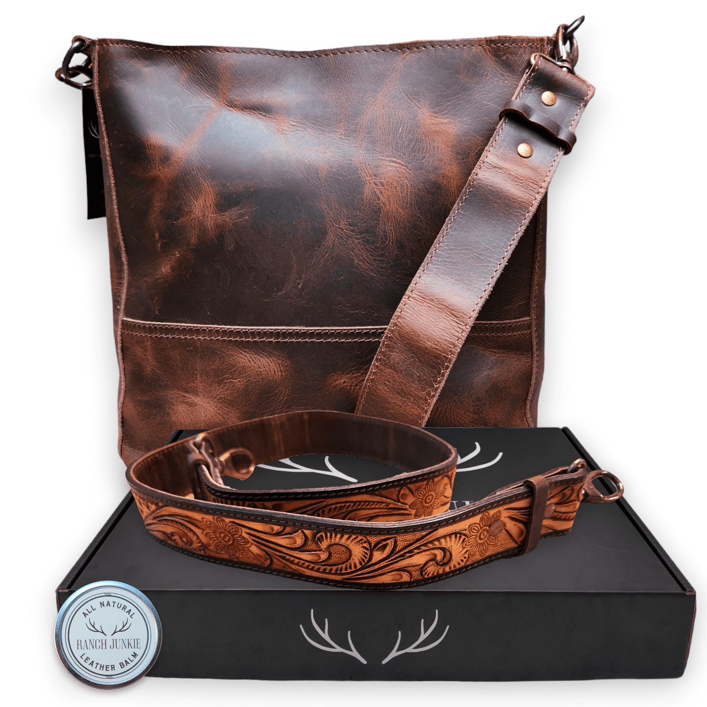 Rancho Detachable Belt Strap Bucket Purse Leather Handbag - Genuine Leather Purse - Ranch Junkie Mercantile LLC