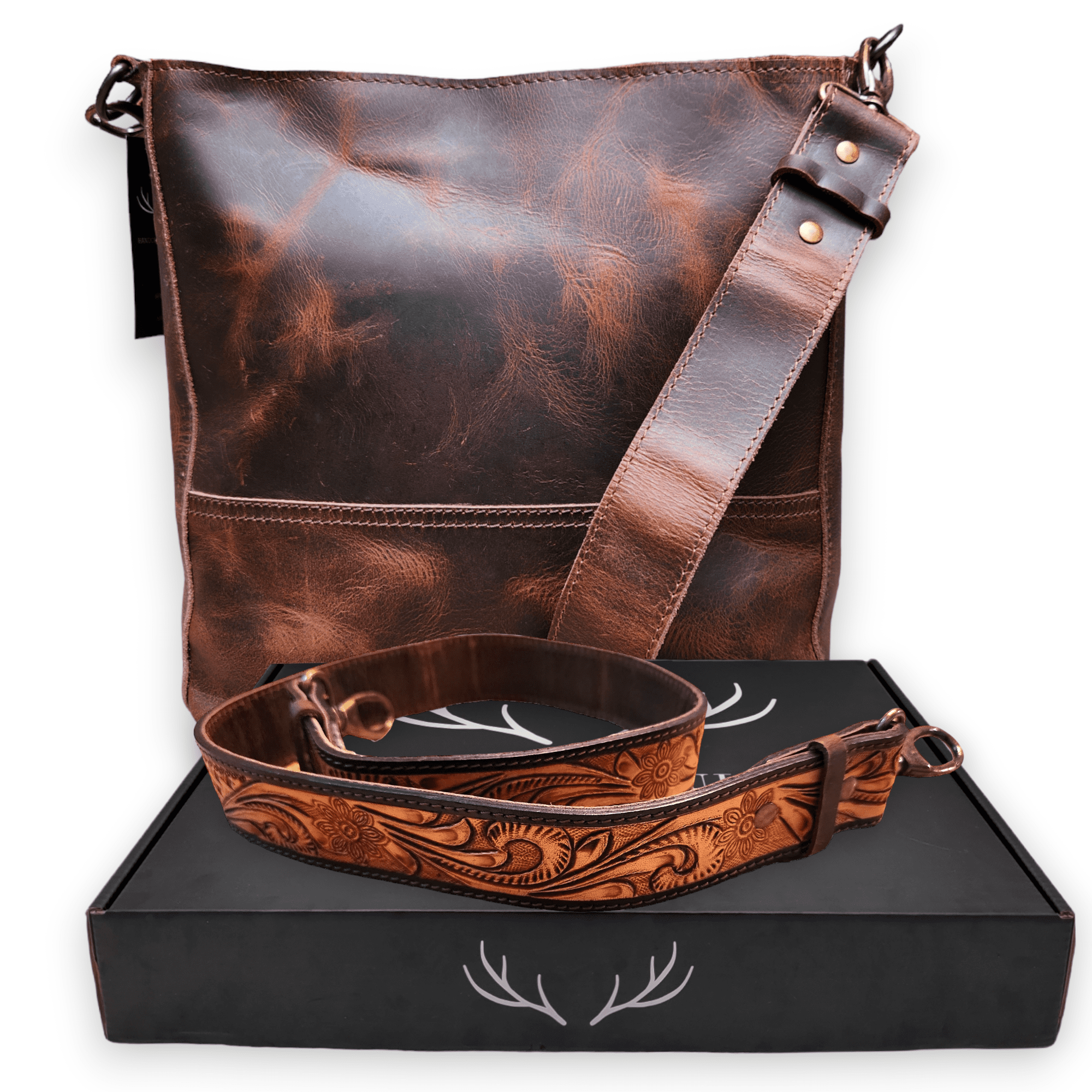 Rancho Detachable Belt Strap Bucket Purse Leather Handbag - Genuine Leather Purse - Ranch Junkie Mercantile LLC
