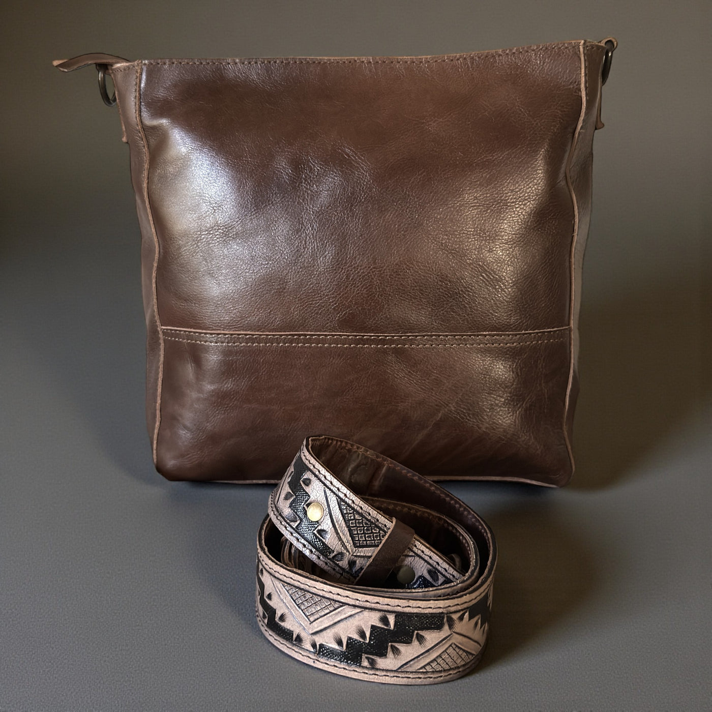 Rancho Genuine Leather Bucket Purse w/ Tooled Leather Strap - Ranch Junkie Mercantile LLC 