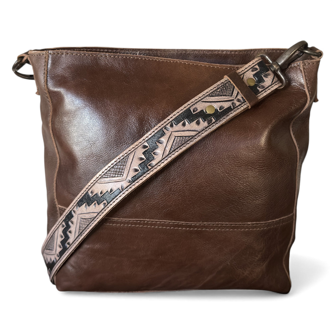 Rancho Genuine Leather Bucket Purse w/ Tooled Leather Strap - Ranch Junkie Mercantile LLC 