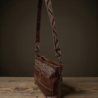 Rancho Boot Stitch Genuine Leather Bucket Purse w/ Tooled Leather Strap - Ranch Junkie Mercantile LLC 
