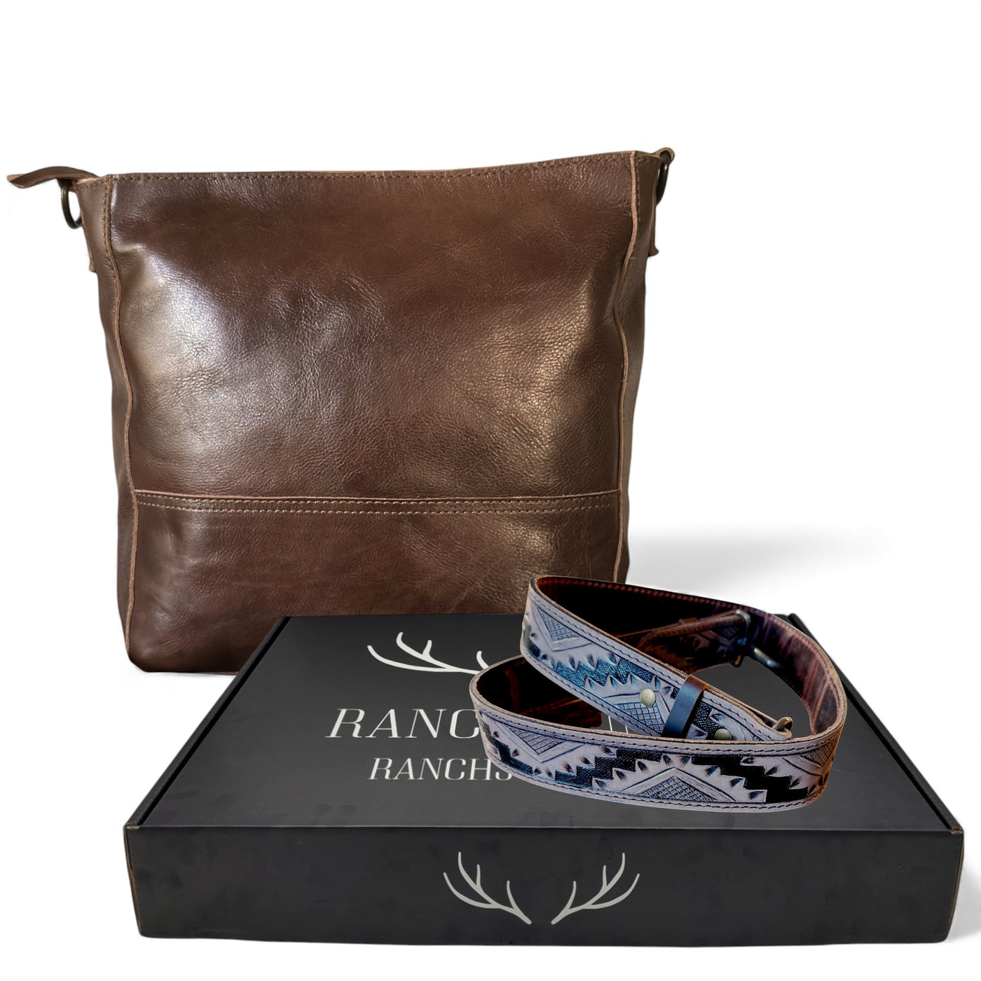 Rancho Genuine Leather Bucket Purse w/ Tooled Leather Strap - Ranch Junkie Mercantile LLC 