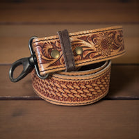 Rancho Boot Stitch Genuine Leather Bucket Purse w/ Tooled Leather Strap - Ranch Junkie Mercantile LLC 